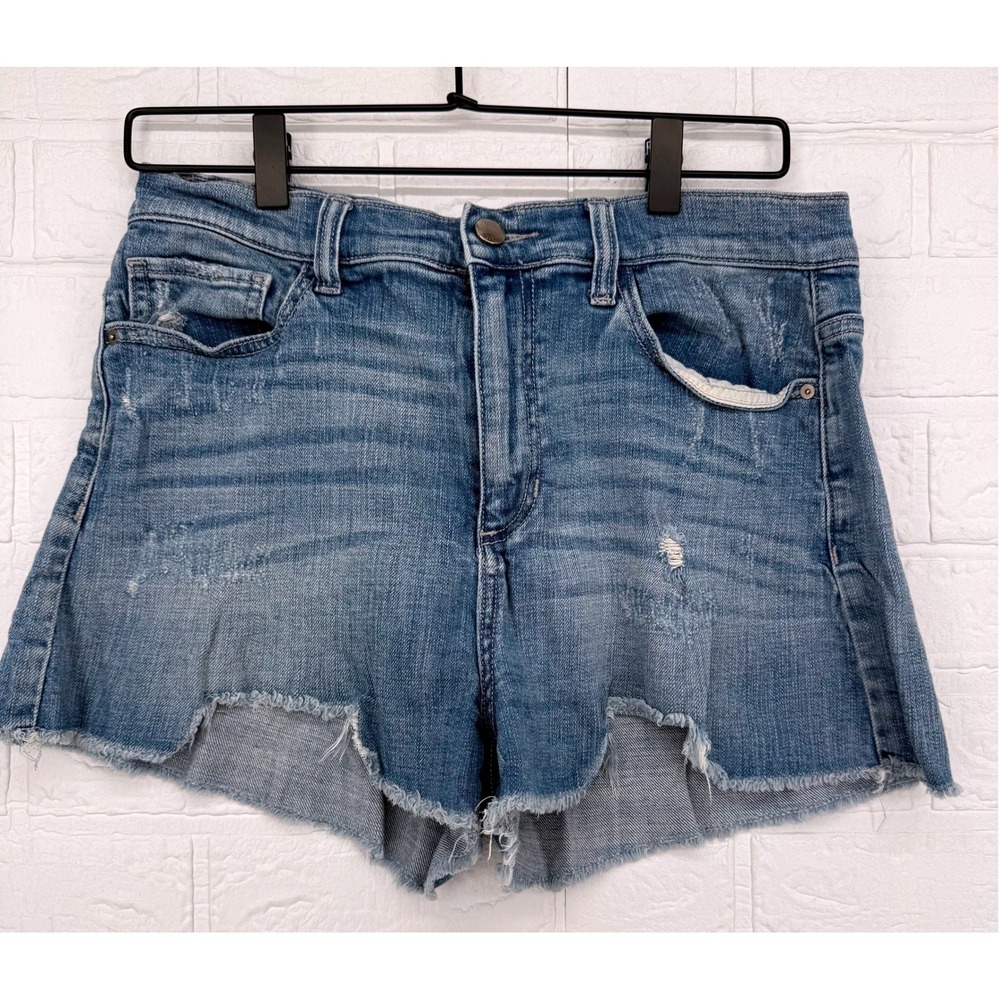 SP Black Denim Shorts Womens 30 Blue Distressed Raw Hem Frayed Jean Shorts